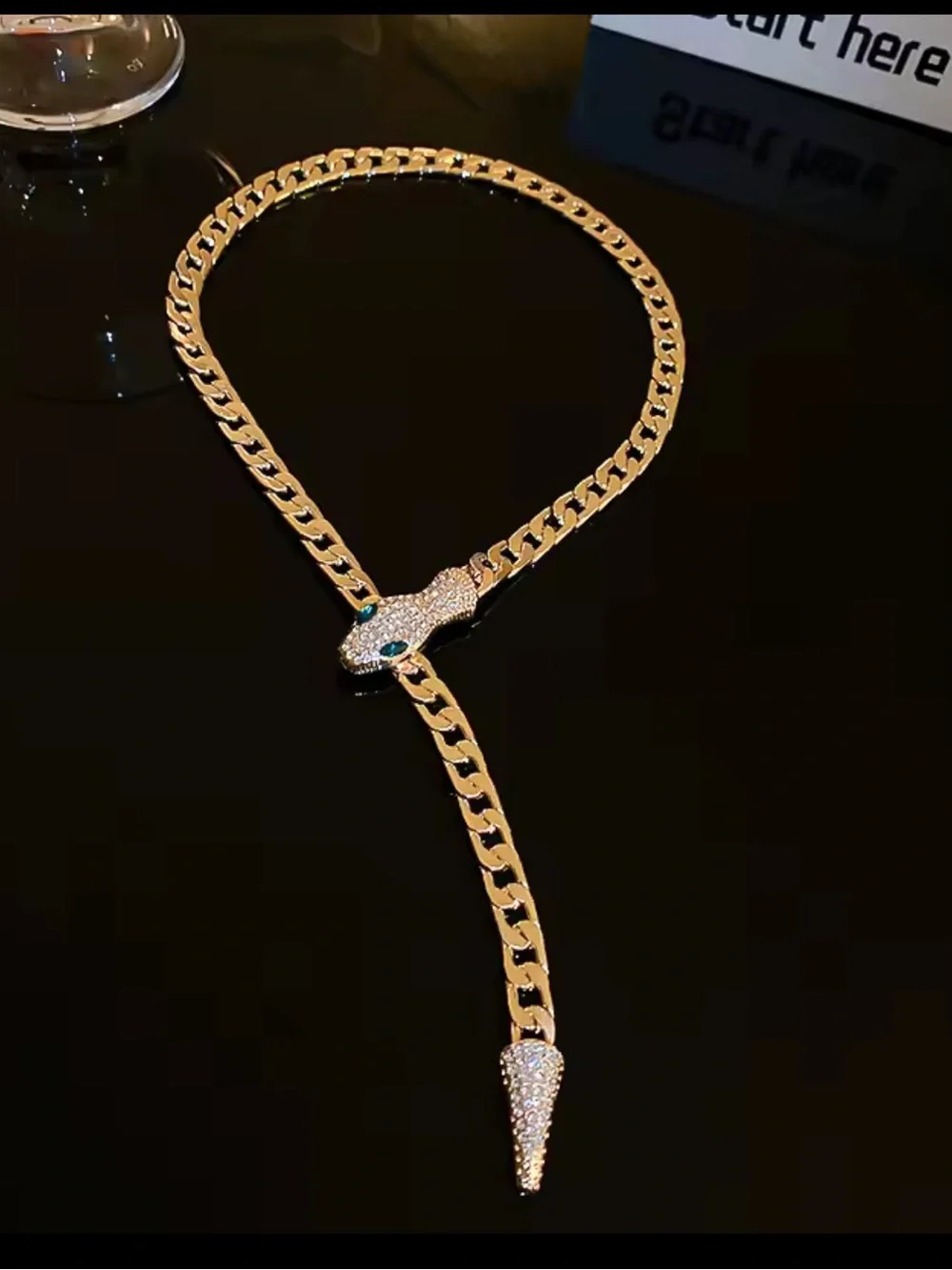 Lux serpentine serpent Gold-Tone Crystal Snake Pendant Necklace - Picture 5 of 5